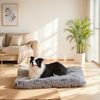 FEANDREA Hundebett, Hundekissen, langer Plüsch, weiche Polsterung, waschbar, Ombré-Grau Bild 2