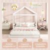 Merax Kinderbett Massivholzbett Hausbett Doppelbett 140x200cm mit Lattenrost, Weiß Bild 5