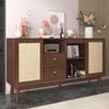 Sideboard 155x38x80 cm mit Rattanschiebetüren und 2 Schubladen – modernes Stauraumdesign Bild 2