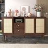 Sideboard 155x38x80 cm mit Rattanschiebetüren und 2 Schubladen – modernes Stauraumdesign Bild 3