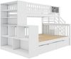 Hausbett, Kinderbett, Etagendoppelbett, mit Graffiti-Brett, multifunktionales Kinderbett, mit Treppe und Aufbewahrungsschränken, mit Schubladen, 140*200cm & 90*200cm, weiß Bild 5