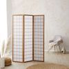 Holz Paravent 3 teilig Raumteiler Trennwand Shoji Faltbar Braun Bild 2