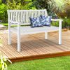 tillvex® Gartenbank Holz Weiß 150 cm / 3 - 4 Personen Parkbank Massiv Sitzbank Garten Gartenmöbel Bild 4