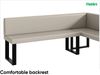 MEBLINI Eckbank für Esszimmer mit ausziehbarem Tisch - Küchenbank - Essecke - Sitzecke Küche - TONI - U-Beine 142x196x87cm Rechts - Beige Kunstleder/B Schwarz Hochgl. Bild 5
