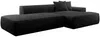Vente-unique - ERYNEL Sofa SamtStoff Schwarz - B 156 cm x H 70 cm x L 305 cm Bild 4