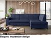MEBLINI Schlafcouch mit Bettkasten - SCANDI - 236x171x85cm Rechts - Blau Samt - Kleines Ecksofa mit Schlaffunktion - Sofa mit Relaxfunktion - Kleine Couch L-Form - Eckcouch Bild 3