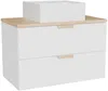 Vente-unique - AVORELI Waschbeckenmöbel Holz, Platte Weiß - B 46 cm x H 50 cm x L 80 cm Bild 3