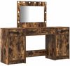 vidaXL Schminktisch mit Spiegelbeleuchtung 3 pcs Braun Holzwerkstoff 3334249 Bild 2
