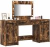 vidaXL Schminktisch mit Spiegelbeleuchtung 3 pcs Braun Holzwerkstoff 3334249 Bild 3