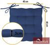 NatureMark 4er Set Stuhlkissen mit Bändern Gr. 40x40 cm Sitzkissen gefüllt, Navy Blau Bild 3