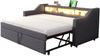 Schlafsofa, Leinen mit ausziehbarem Bett & USB-Anschluss, 90/180x190 cm, Dunkelgrau, ohne Matratze Bild 5