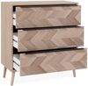 Calicosy 'TORUN' Kommode mit 3 Schubladen in Sonoma Eiche und Fischgrätmuster L80 cm - Helles Holz Bild 4