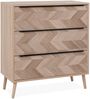 Calicosy 'TORUN' Kommode mit 3 Schubladen in Sonoma Eiche und Fischgrätmuster L80 cm - Helles Holz Bild 3