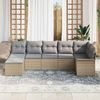 vidaXL Gartensofa-set mit Kissen 7 pcs Beige Poly-Rattan 3345450 Bild 3