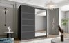 Schwebetürenschrank Harry III 180 cm mit Spiegel - Kleiderschrank, Schiebetürenschrank mit Kleiderstange und Einlegeboden, Schlafzimmerschrank, Schiebetüren - 180x215x58 cm (Schwarz) Bild 2