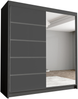Schwebetürenschrank Harry III 180 cm mit Spiegel - Kleiderschrank, Schiebetürenschrank mit Kleiderstange und Einlegeboden, Schlafzimmerschrank, Schiebetüren - 180x215x58 cm (Schwarz) Bild 1