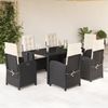 vidaXL 7-tlg. Garten-Essgruppe mit Kissen Schwarz Poly Rattan 3212198 Bild 1