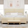 vidaXL Boxspringbett mit Matratze Creme 200 x 200 cm Stoff 3344406 Bild 3