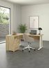 Dmora Schreibtisch Estong, Mehrzweckschreibtisch, Bürotisch für PC, Eckschreibtisch, 159x150 h75 cm, Eiche und Weiß Bild 2