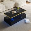 Moderner Couchtisch Hochglanz Schwarz mit Schublade Wohnzimmer Tisch Design Ablage Luxus Möbel Bild 5