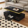 Moderner Couchtisch Hochglanz Schwarz mit Schublade Wohnzimmer Tisch Design Ablage Luxus Möbel Bild 3