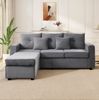 Ecksofa mit Cordbezug, LED & flexiblem Hocker, 184 x 84,5 x 85,5 cm, Antikgrau Bild 3