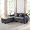 Ecksofa mit Cordbezug, LED & flexiblem Hocker, 184 x 84,5 x 85,5 cm, Antikgrau Bild 2