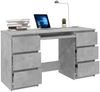 Schreibtisch, Spanplatte Betongrau, 140 × 50 × 77 cm Bild 3