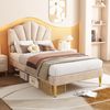 Polsterbett 90×200 cm aus Samt-Stoff mit verstellbarem Kopfteil, beige Bild 3