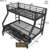 Etagenbett mit 2 Liegeflächen, Lattenrost, Regalschrank und Rausfallschutz 90x200cm/140x200cm, Metallbett mit Rausfallschutz, Kinderbett Bild 5