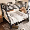 Etagenbett mit 2 Liegeflächen, Lattenrost, Regalschrank und Rausfallschutz 90x200cm/140x200cm, Metallbett mit Rausfallschutz, Kinderbett Bild 4