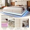 Polsterbett Samt mit LED, USB-Anschluss & Stauraum, 140x200 cm, Beige, ohne Matratze Bild 5
