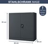 Aktenschrank abschließbar BEATA - 3 Ebenen verstellbar, Flügeltüren | Metallschrank Werkstatt Mehrzweckschrank Büroschrank aus Stahl Werkzeugschrank, 93x90x40cm Anthrazit Bild 2
