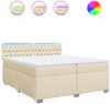 vidaXL Boxspringbett mit Matratze Creme 200x200 cm Stoff 3288307 Bild 2