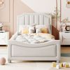 Kinderbett Polsterbett 90*200cm Schlafsofa Bettgestell Flanell Multifunktionsweichbett mit Rückenlehne Armlehne Eltern-Kind-Bett Jugendbett Gästebett Beige Bild 4