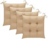 vidaXL Gartenstühle mit Beige Kissen 4 Stk. Massivholz Teak 3065635 Bild 3