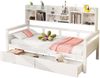 Kinderbett 90×200 cm mit Stauraumfächern und 2 Schubladen, Weiß, ohne Matratze Bild 2