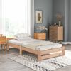 Merax Solide Massivholzbett Futonbett Massivholz Natur Bett aus mit Kopfteil und Lattenrost , Natur (200x90cm) Bild 2