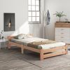 Merax Solide Massivholzbett Futonbett Massivholz Natur Bett aus mit Kopfteil und Lattenrost , Natur (200x90cm) Bild 3