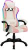 vidaXL Gaming-Stuhl mit RGB LED-Leuchten Rosa und Weiß Kunstleder Bild 2