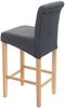 2er-Set Barhocker HWC-C33, Barstuhl Tresenhocker, Holz ~ dunkelgrau, helle Beine, Stoff/Textil Bild 4