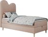 Kinderbett FLOW, Boxspringbett für Kinder, mit hohem Kopfteil, Einzelbett mit Matratze - 90x180 - Hellrosa Velours - Topper T25 Bild 4