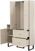 Kompaktgarderobe mit Schubladen aus MDF, B 110 x T 38 x H 186 cm, Beige/Grau Bild 4