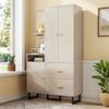 Kompaktgarderobe mit Schubladen aus MDF, B 110 x T 38 x H 186 cm, Beige/Grau Bild 5