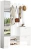OKWISH Garderoben-Set 180cm hoch, mit Spiegel, (Flurschrank, Hängeschrankregal, 1-St, 2 unteren Klapptüren-Schuhschränken + 2 Aufbewahrungsschränke) Bild 5