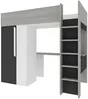 Vente-unique - NICOLAS Bett Holz, Platte GrauWeiß - B 110 cm x H 183,1 cm x L 205,2 cm Bild 3
