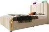 Polsterbett 90×200 cm aus Leinen-Stoff mit USB-Typ-C-Anschluss und Matratze, beige Bild 5