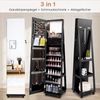 Abschließbarer Schmuckschrank mit Integriertem Schminkspiegel Verstellbaren Ablagen & Stauraum Schwarz Bild 2