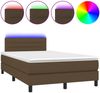 vidaXL Polsterbett mit Matratze und LED-Beleuchtung Dunkelbraun 120x200 cm Bild 2