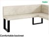 MEBLINI Eckbank für Esszimmer mit ausziehbarem Tisch - Küchenbank - Essecke - Sitzecke Küche - TONI - U-Beine 128x168x87cm Rechts - Creme Samt/M Weiß Matt Bild 5